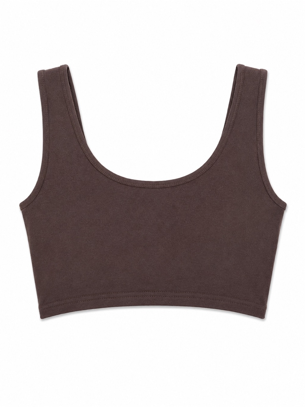 PrettyLittleThing Chocolate Brown Scoop Neck Crop Top